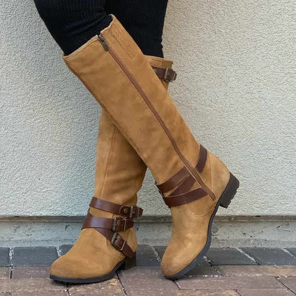 Tan Leather Distressed Lug Sole Knee High Boots - Picture 8 of 8
